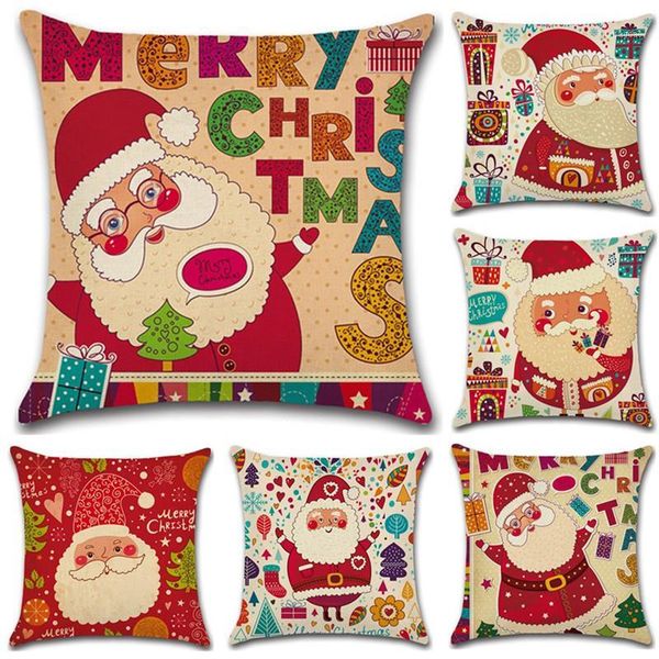 

christmas decorations 1pc decoration linen pillowcase santa claus elk cotton pillow cover year sofa decor for home1
