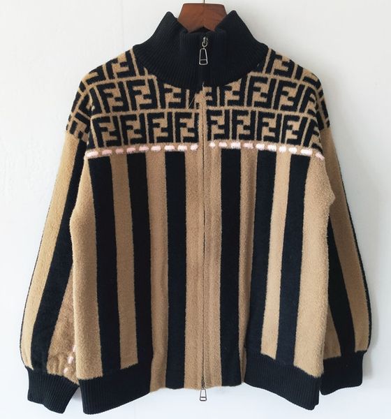 

designer sweater women ff jacquard letters sweater jacket women designer sweaters thick zipper mens designer sweaters luxury knitting shirt, White;black