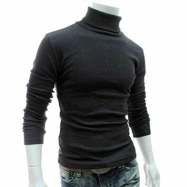 

men long sleeve pullover sweater high neck turtleneck stretch slim basic sweater knitwear jl1, White;black