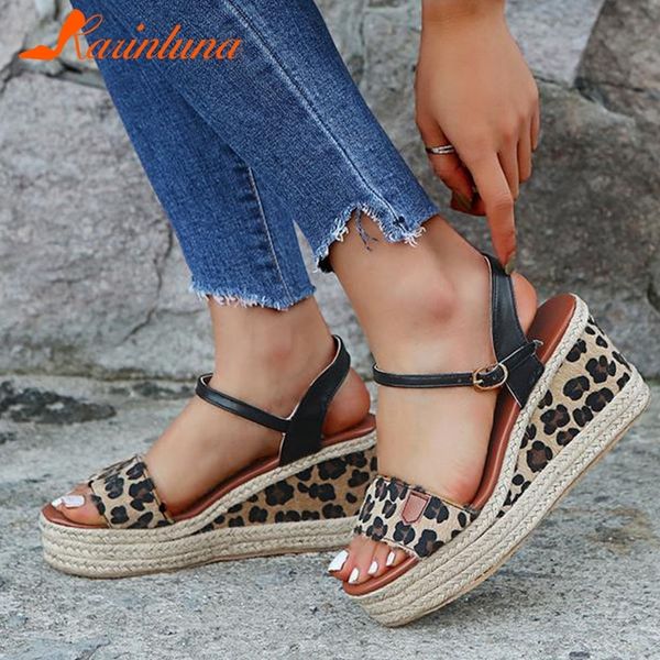 

karinluna fashion 2020 large size 43 wedge high heels summer sandals woman shoes buckle strap platform dropship shoes women t200327, Black