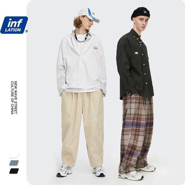 

inflation men striped shirts streetwear 2021 man black oversized shirt white harajuku vintage long sleeve casual shirt men 2106w1, White;black