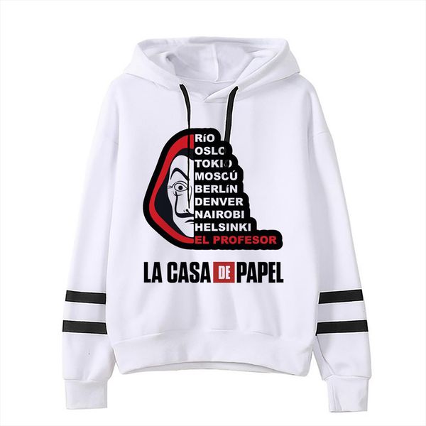 

la casa de papel hoodies women female cartoon money heist hooded house of paper kawaii anime cute bella ciao sweatshirt, Black