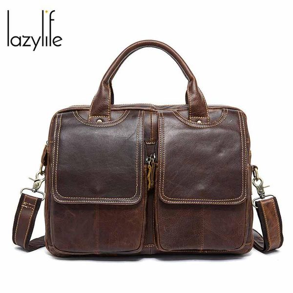 

lazylife men's bag genuine leather men's briefcases lapbag leather totes for document office bags for men messenger bags