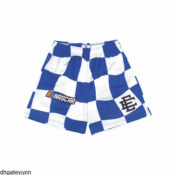 

2022 eric emanuel ee casual shorts nascar checkered flag printed mesh short pants men's summer gym workout breathablenjx8, White;black