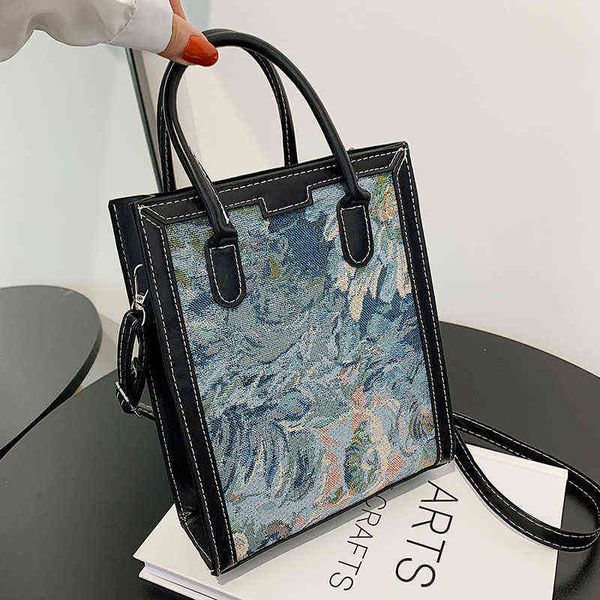 

shopping bags ladies fashion oil painting print graffiti mobile phone coin purse casual shoulder strap adjustable messenger bag 220309