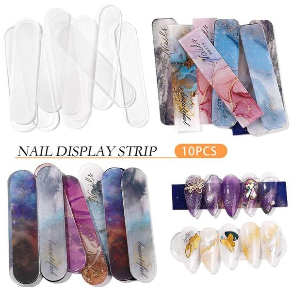 

10pcs/set false nails tips display show stand holder nail art display board card practice for gel polish salon tools, Red;gold