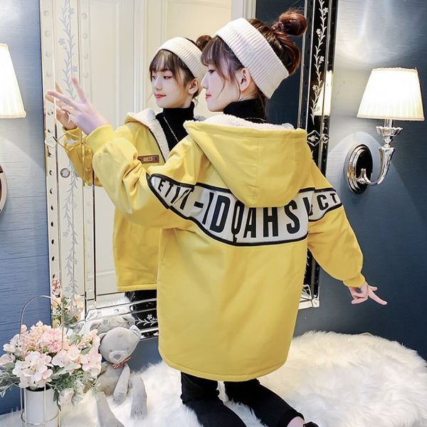 

girls winter clothing to overcome plus velvet jacket 2020 new korean children's children's long thick cotton windbreaker, Camo