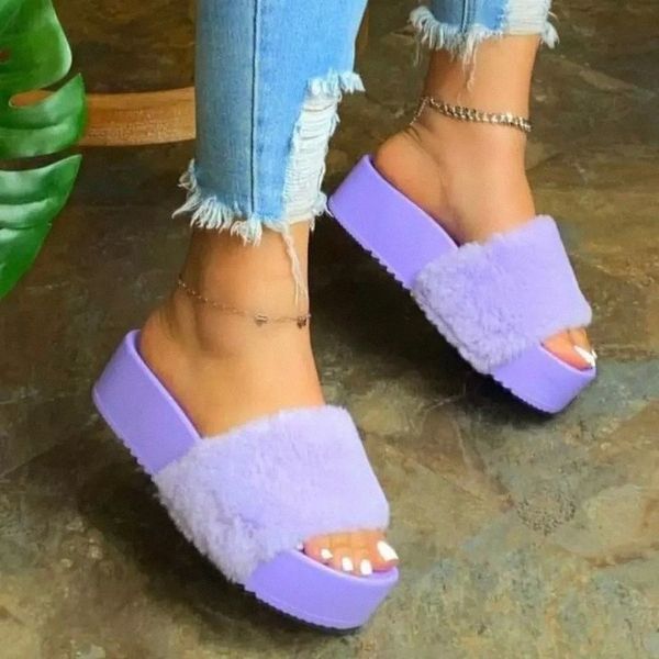

fur slides for women furry fox fur sandals for woman female outdoor shoes fluffy plush with slippers flip flops 2020 fashion #la20