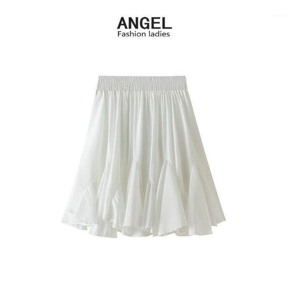 

white ruffled skirt women's summer 2020 new irregular fairy skirt pleated streetwear1, Black