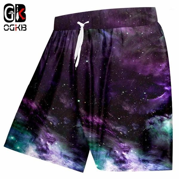 

ogkb summer men shorts 3d print colorful galaxy space beach shorts fitness trousers fashion bermuda boardshort plus size 5xl1, White;black