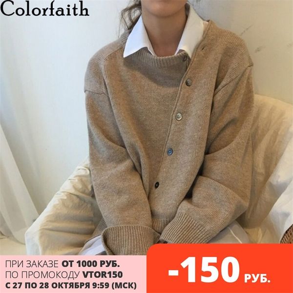 Colorfaith Nuovo Autunno Inverno Maglioni da donna Bottoni irregolari Cardigan Moda donna coreana Maglieria SWC8562 201030