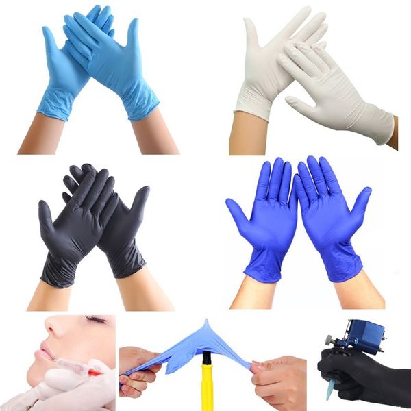 

disposable nitrile rubber gloves food grade protective gloves no powder kitchen household anti static blue color latex