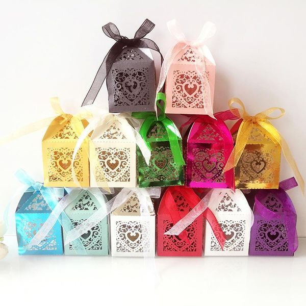 

50pcs love heart laser cut hollow carriage favor gifts candy boxes with ribbon custom baby shower wedding party favor decoration1