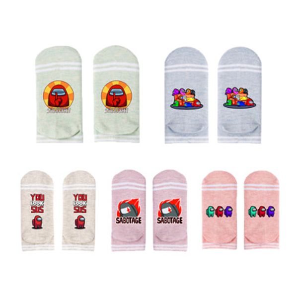 

among us short tube boat socks two bars men and women socks candy color invisible cotton shallow mouth spring and summer socks, Black;white