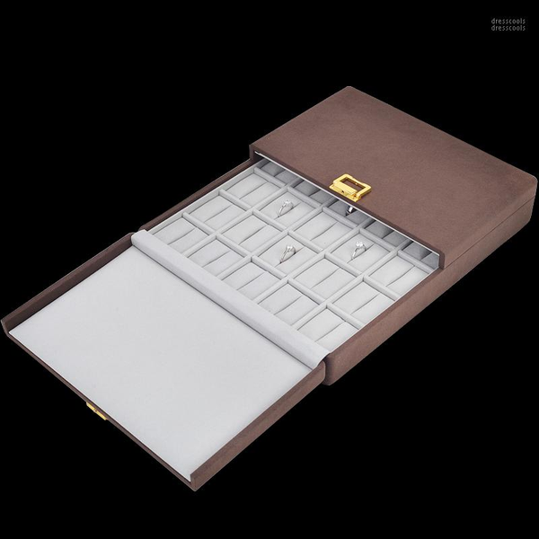 

tx007 new jewelry box large capacity leather storage jewelry box earring ring necklace with mirror watch organizer1