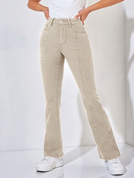 

petite high waist flare leg jeans 79vl#, Blue