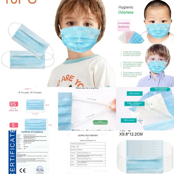 

disposable non-woven fabric breathable 10pcs/pack mask professional children's 3-layer filter m 1g9d
