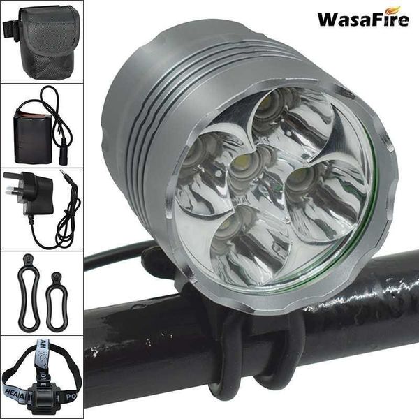 

wasafire 7000lm super bright bike light 5*xm-l t6 led bicycle front light mtb headlight cycling headlamp + 18650 battery pack1