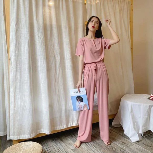 

gxnqd soft fashion casual leg women loose ice silk t-shirt trousers pants new suit pantst-shirt wide leg pantstwo-piece suit for wide xqthr, Gray