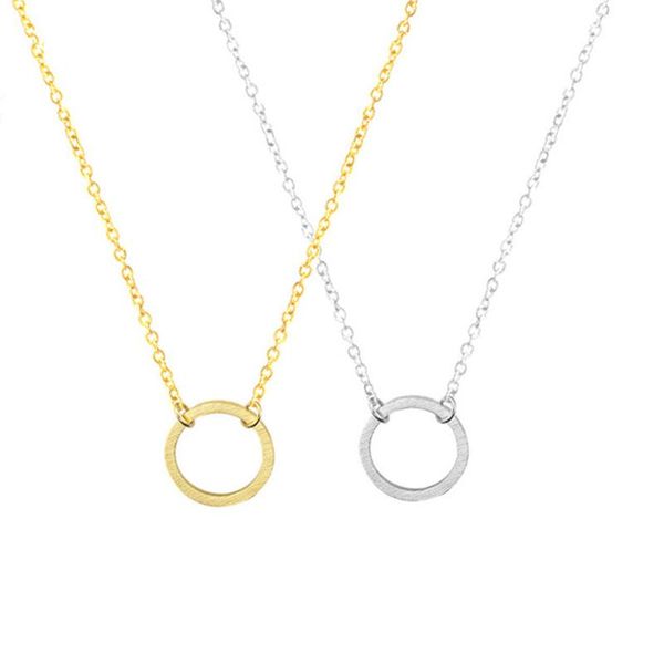 

stainless steel simple dainty empty circle round karma necklace for women minimalist jewelry circle necklaces party gift, Silver