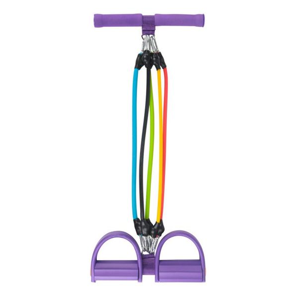 

tpe foot pedal resistance band portable home gym 5 tube yoga body building elastic pull rope adjustable workout exercise