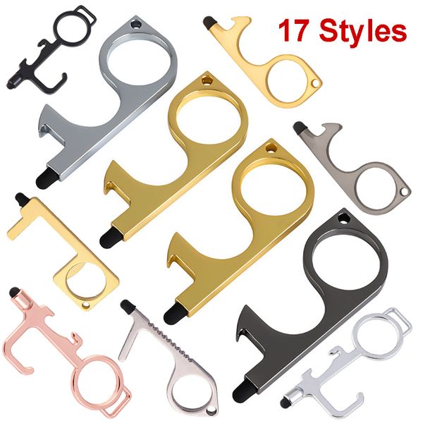 

2021 anti contact door opener no touch key door opener key chain non-contact door handle elevator artifact keychain