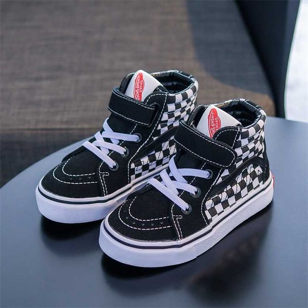 

children autumn canvas shoes boys and girls high-embroidery trendy 220121, Black