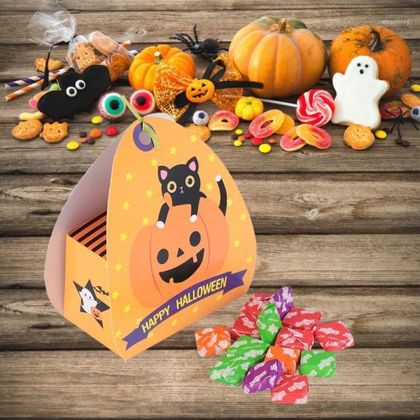 

10pcs ghost candy box portable box pumpkin printed gift candy dessert packing1