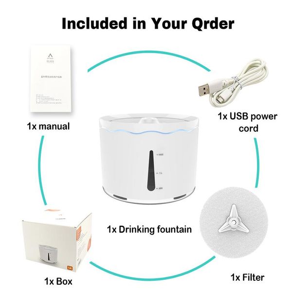 

1.8l matic cat fountain electric pet water dispenser feeder led dog cat drinking filter bowl container usb sqcbbo