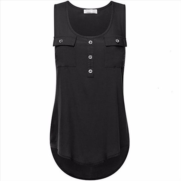 

size plus 5xl summer tank womens casual pocket button o neck tunic loose sleeveless ladies clothes women haut femme, White