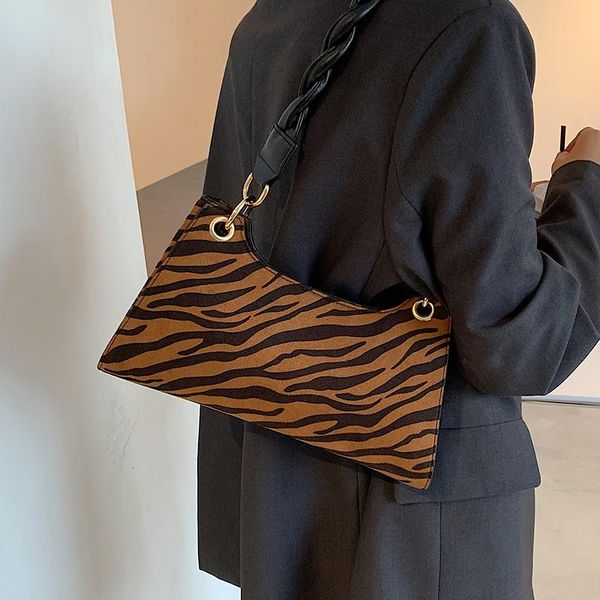 

niche design ladies shoulder bag underarm bag autumn/winter 2020 new fashion zebra pattern hand square width: 26cm