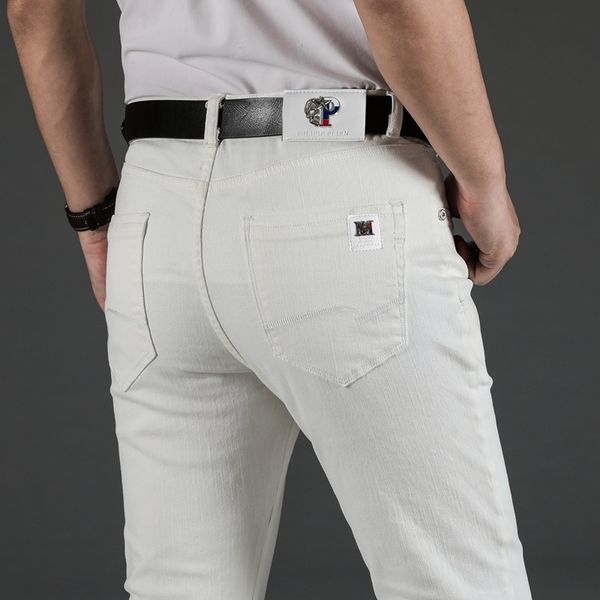 

чисто белые тонкие летние мужчины случайные брюки jeansjeans и jeanss джинсы бизнес прямая трубка свободно моды случайные брюки мужчины cjpa, Blue