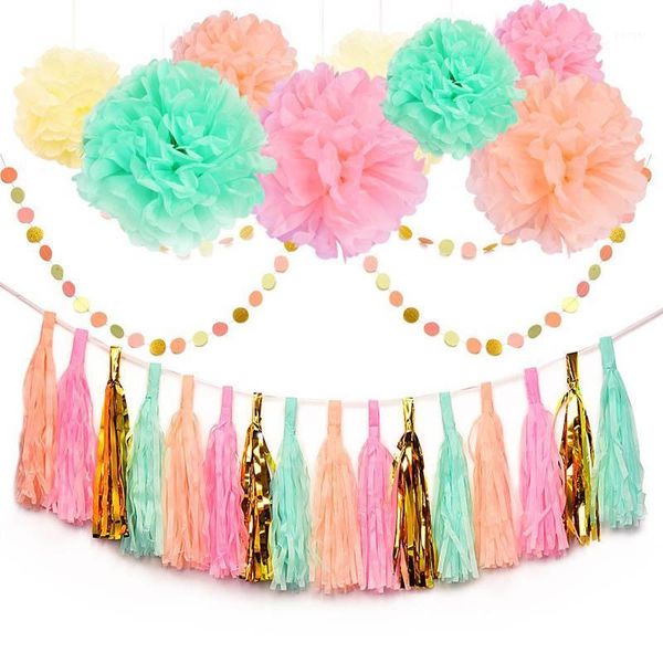 

christmas decorations 30pcs/set paper tassels pom dots garland for baby shower weddings and birthday party supplies1
