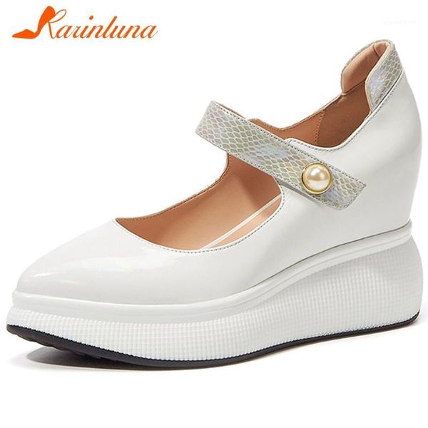 

dress shoes karin genuine leather fashion female office pumps pointed toe snake print pearl increasing height women shoes1, Black