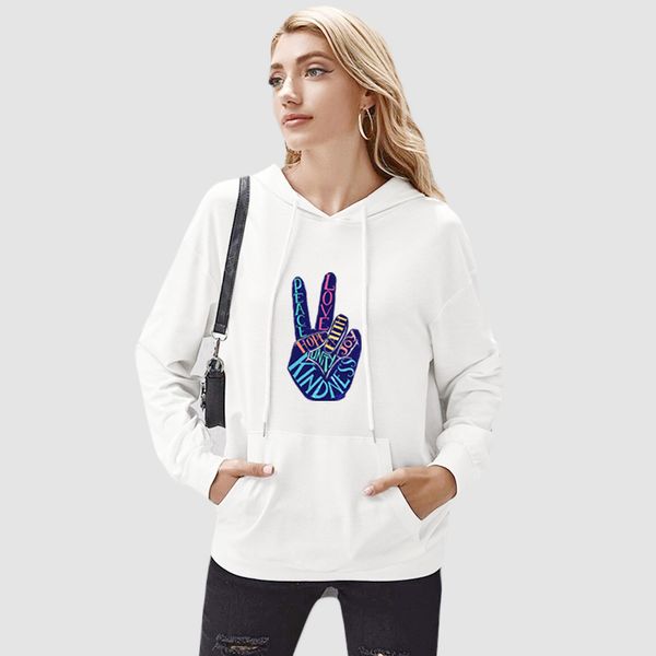 

diy sweatshirts womens autumn sweatshirts solid color print diy hoodies womens letter and finger print pullovers fashion casual clothing