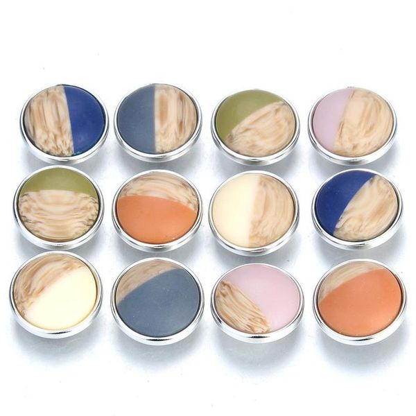 

10pcs/lot new snap buttons jewelry round resin 18mm snap buttons fit silver color leather snap bracelet necklace butto bbymde