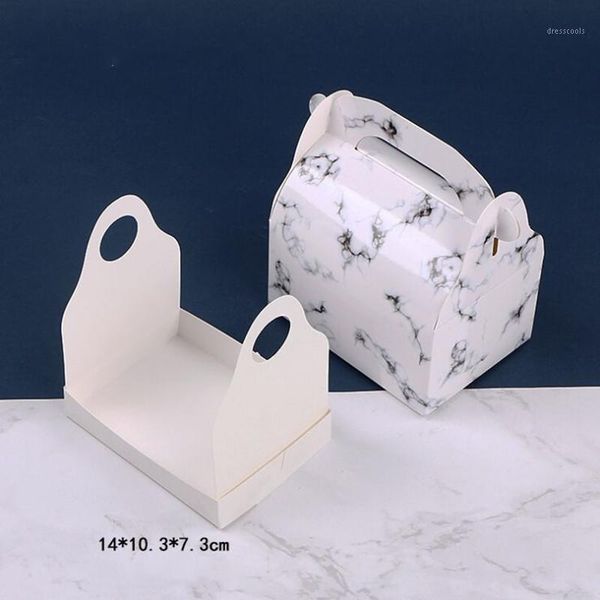 

feiluan store new style 10pcs/lot marble short hand style cake roll box cut bread cheese pastry box swiss roll sandwich gift1