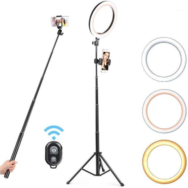 

flash heads 10.2" selfie ring light dimmable with tripod stand cell phone holder mini led camera ringlight for live streaming makeup yo
