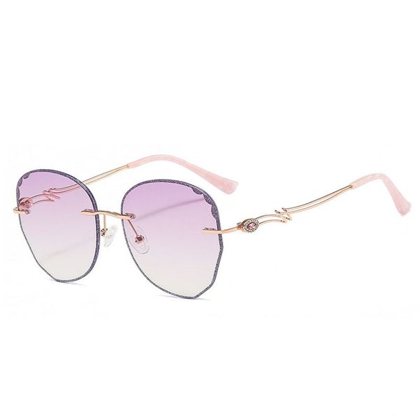 

special edge grinded luxury rimless sunglasses beautiful line arms with artificial diamonds round ruby women vintage eyeglasses, White;black