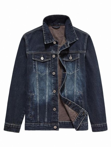 

men bleach wash denim jacket z9ti#, Blue