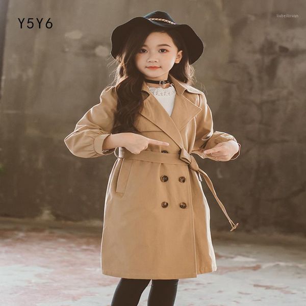 

girls spring and autumn windbreaker jacket casual children's clothing in the long coat children's parker jacket 2-12 years old1, Blue;gray