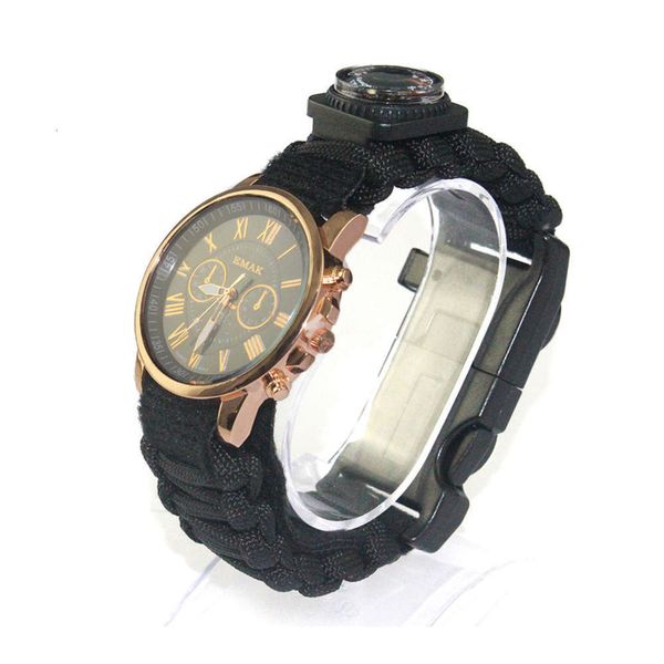 

watch outdoor survival umbrella rope knitting fashion multi function travel climbing watch man, White;black