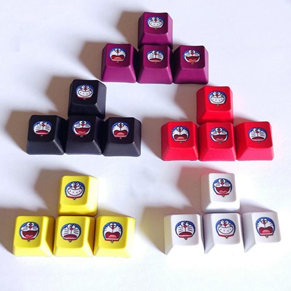

4pcs oem colorful pbt thicken keycaps mount fuji cute cat doraemon cap for cherry mx mechanical keybaord wasd arrow key cap1