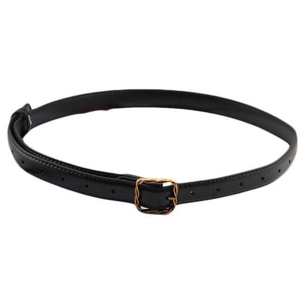 

woman comfortable solid color belts adjustable twist pattern pu narrow waist strap luxury buckle jeans casual belt, Black;brown