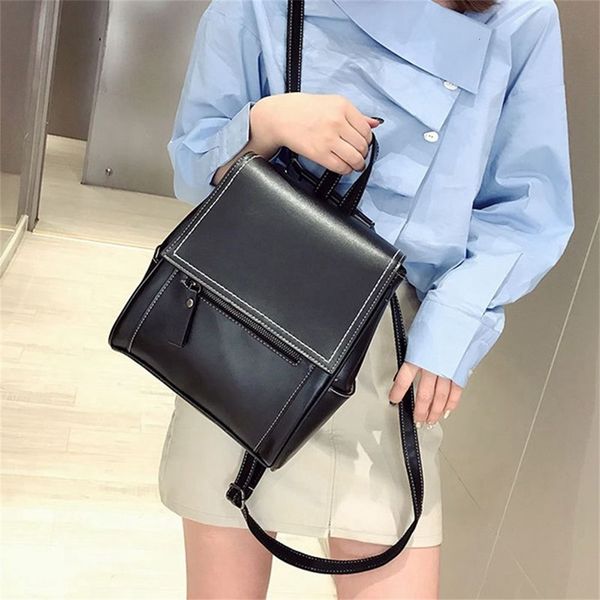 

korean style backpack women leather multi-purpose fashion simple
