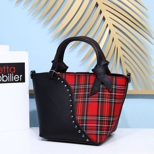 

2020 haohuoshi women's plaid stitching hand-held straddle mother bag