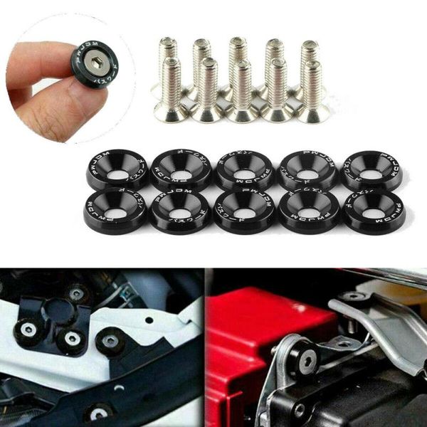 10 pcs-lote preto alumínio alumínio pára-choque carro pára-choque motor de parafuso bay vestido up fastener kit lisence placa decoração parafusos m6 parafuso