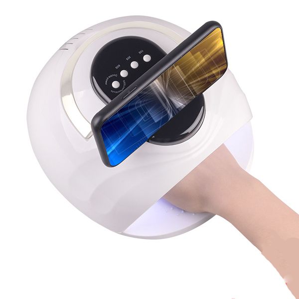 

portable 168w nail lamp for all gels 42 leds uv lamp nail dryer timer sensor nail tools with cellphone holder