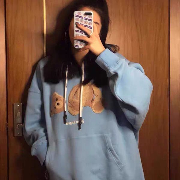 

palm high street fashion brand bear hoodie, Black