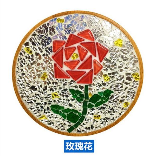 

300 g set glass mosaic tiles for diy crafts round bamboo coaster material package supplier mosaic making children puzzle mosaic wmtdyn